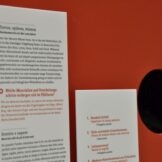 Materialtaststation in der Ausstellung Ein Haus wie damals. Bauen mit Holz, Lehm und Reet seit 5.000 Jahren im archeoParc Schnalstal<br /> Materiali edili dalla preistoria ad oggi nella mostra La casa di Ötzi. La ricostruzione di una capanna preistorica presso larcheoParc della val Senales <br /> Hands-on experience in an Exhibition on a Cupper Age house reconstruction and its building materials still used in creating modern environmentally sustainable buildings at archeoParc Val Senales<br /><br />July-November 2016